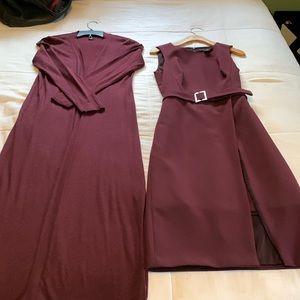 White House Black Market Dress and Matching Duster size 2/small. Maroon.